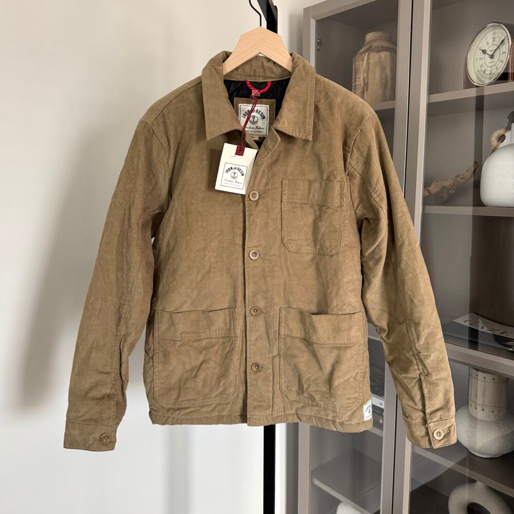 Iron And Resin Worker Corduroy Quilt Lined Button Up Tan Jacket S NEW Chore Coat